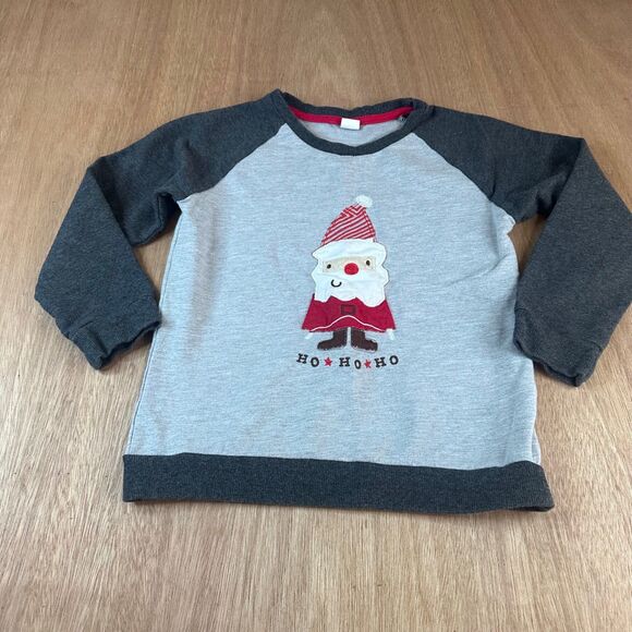 Kids Christmas Santa Sweatshirt Gray Red Ho Ho Ho Pullover Size 120 (5–6Y) - Picture 1 of 5